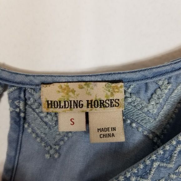 Anthropologie Holding Horses Women Lyocell Chambray Mini Dress Size M-L - Picture 6 of 6